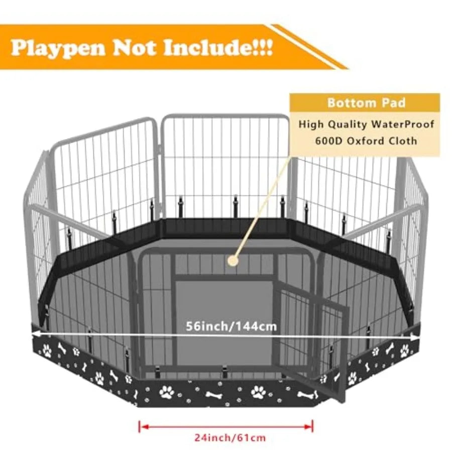 Dog Playpen Bottom Pad Fits for 24 Inch 8 Panels Metal Exercise Pet Playpen, Dog Crate Pad Puppy Playpen Pad, Elastic Band Conn