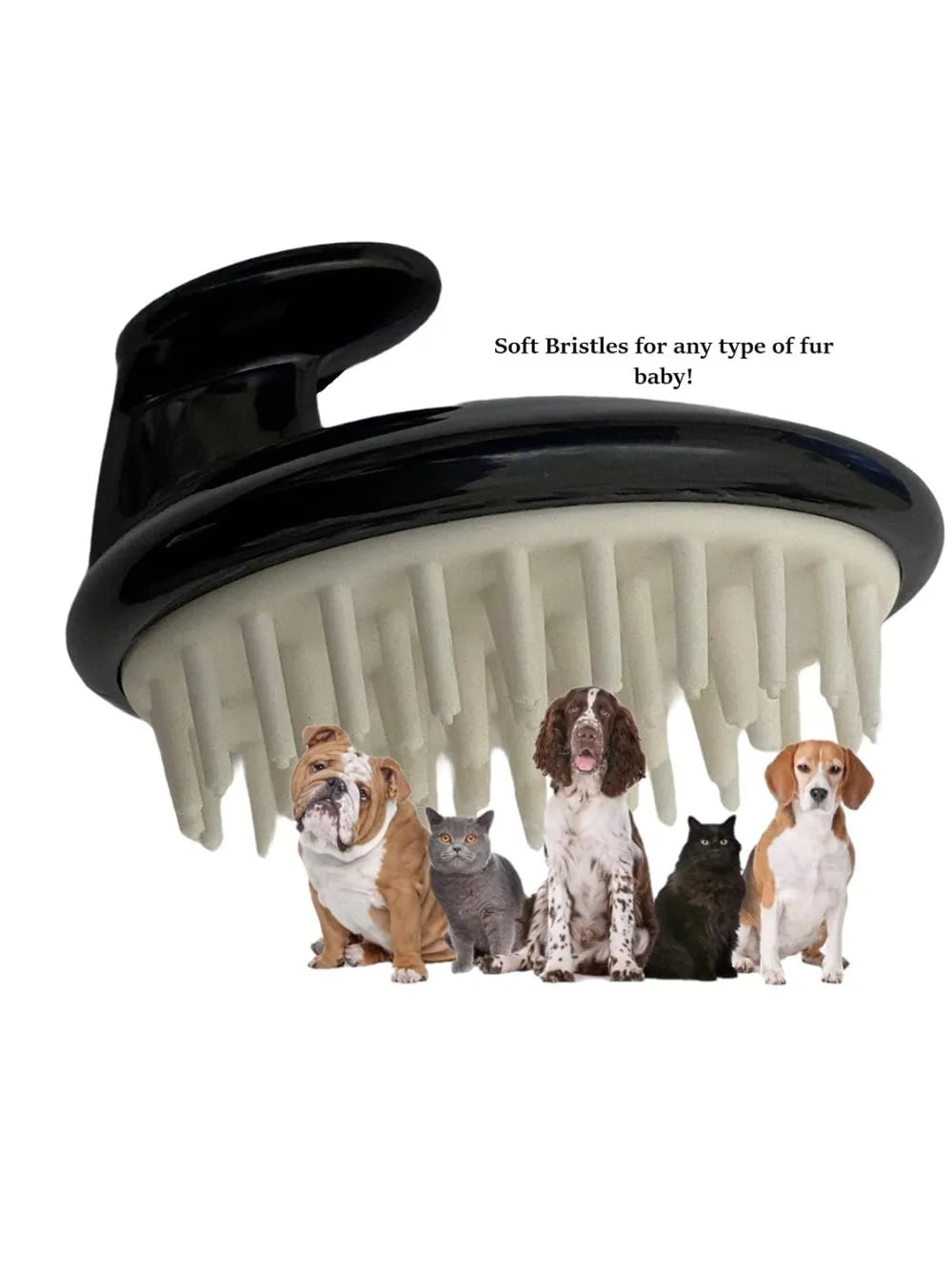 Silicone Pet Shampoo Brush and Massager, Black, Bath Time Grooming Tool for Dogs and Cats