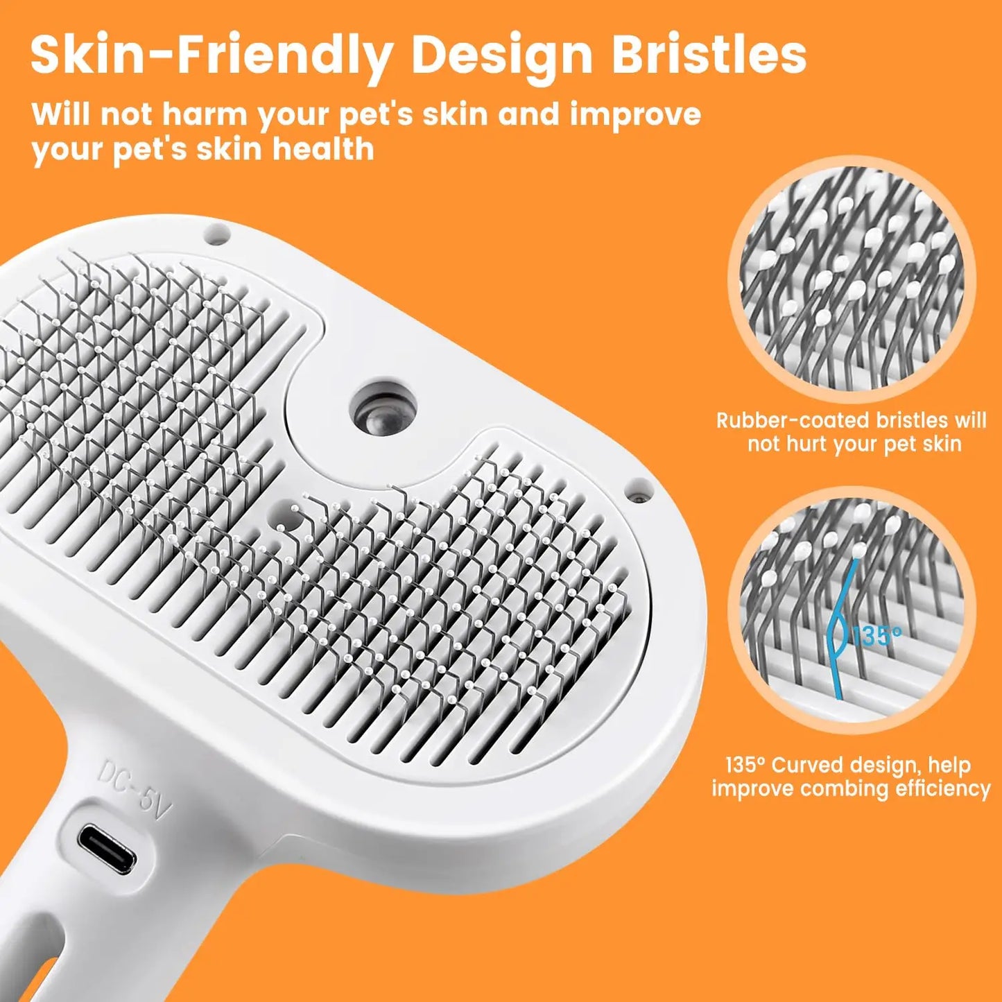 Self-Cleaning Pet Brush with Mist Spray for Dogs & Cats, Anti-Static Hair Removal Comb for Shedding, Grooming Supplies for Long & Short Hair