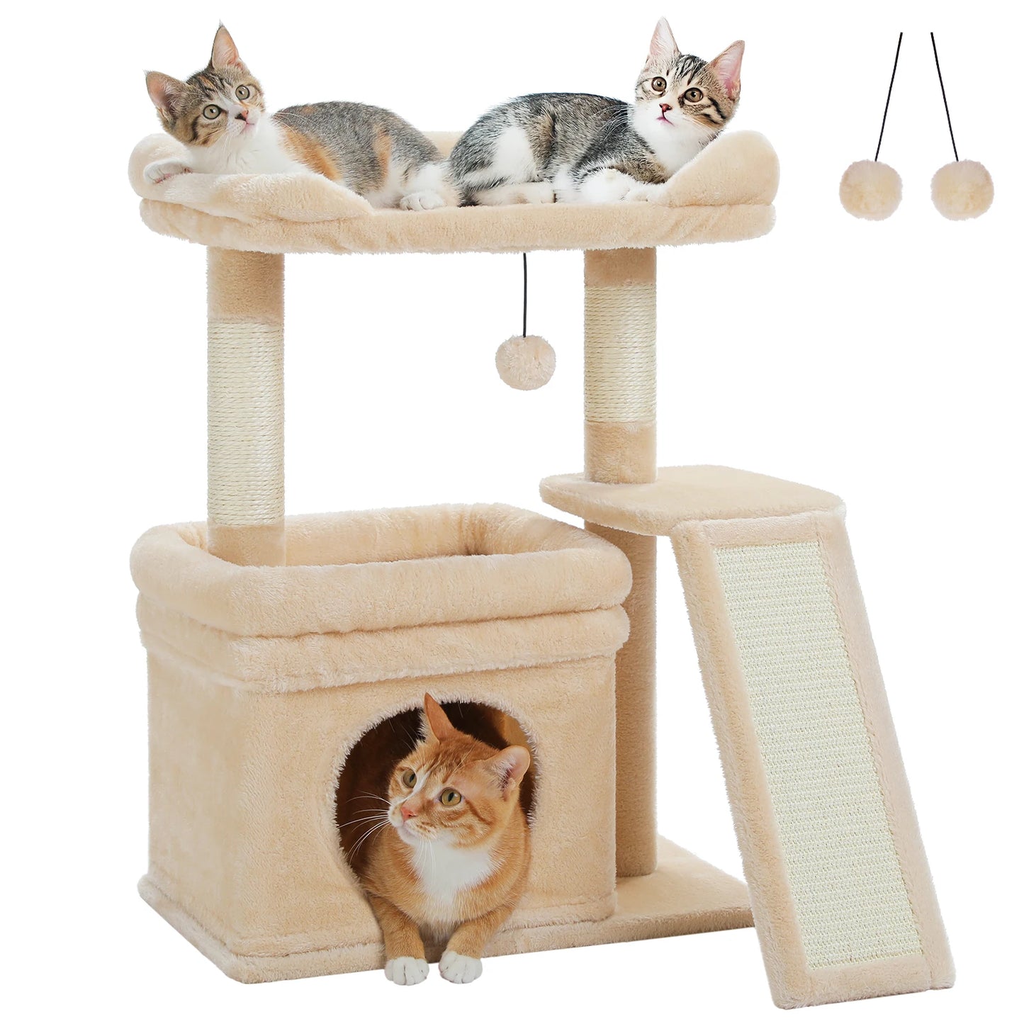 Safe and Stable Cat Tree 27Inches Cat Tower with Cozy Top Perch, Private Cat Condo and Sisal Scratching Post&Pad for Indoor Cats