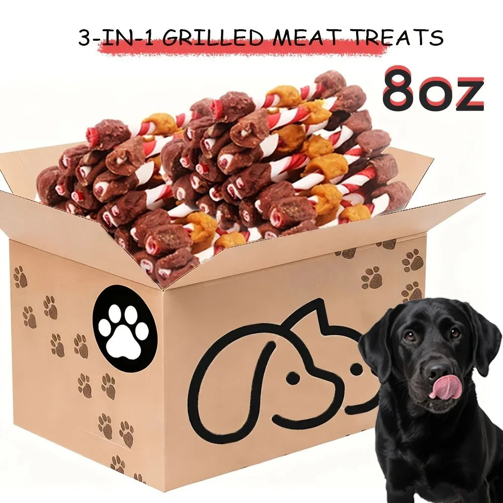 Triple-Flavored Kabob, Dog Treats to A Rawhide-Free Chew Made with Real Chicken, Beef And Liver, Delicious Dog Chews