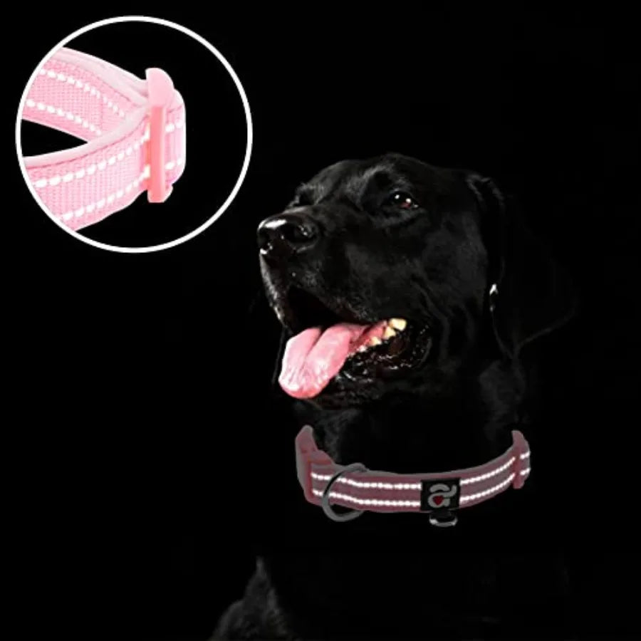 Reflective Dog Collar, Soft Neoprene Padded Pet Collar with ID Tag Ring, Adjustable for Small Dogs,,S