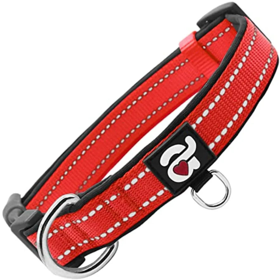 Reflective Dog Collar, Soft Neoprene Padded Pet Collar with ID Tag Ring, Adjustable for Small Dogs,,S