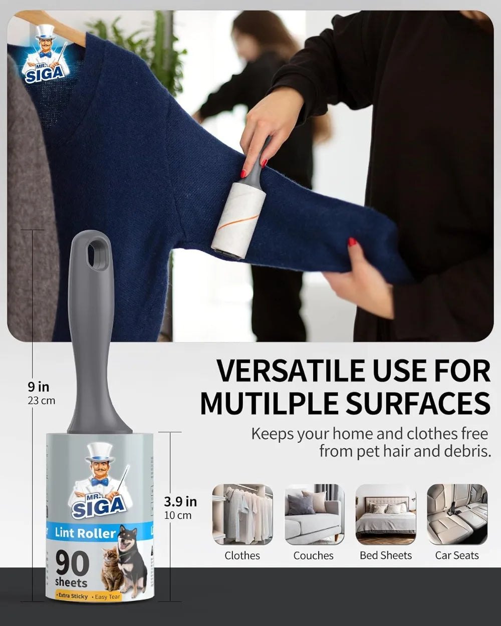 Extra Sticky Lint Roller for Pet Hair, 720 Sheets, Easy Tear, Removes Lint from Clothing & Furniture