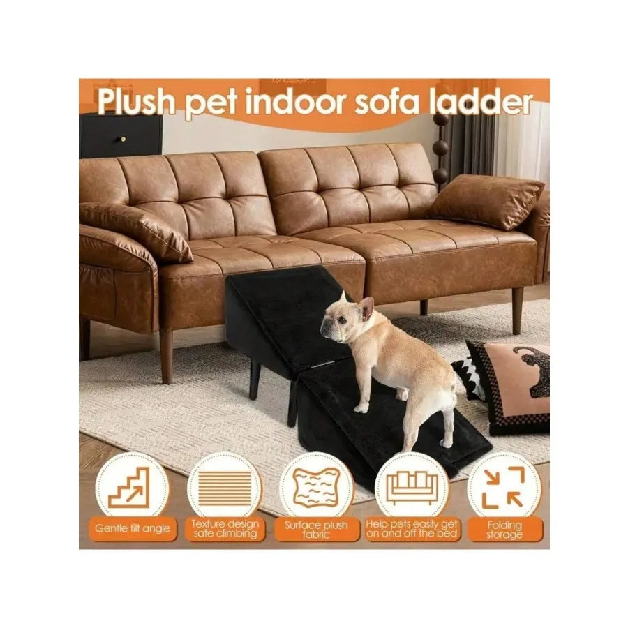 【New style】2-In-1 Expandable Pet Stair Step Stool With Non-Slip Tread and Sturdy Frame - Heavy-Duty Indoor/Outdoor Pet Ramp For