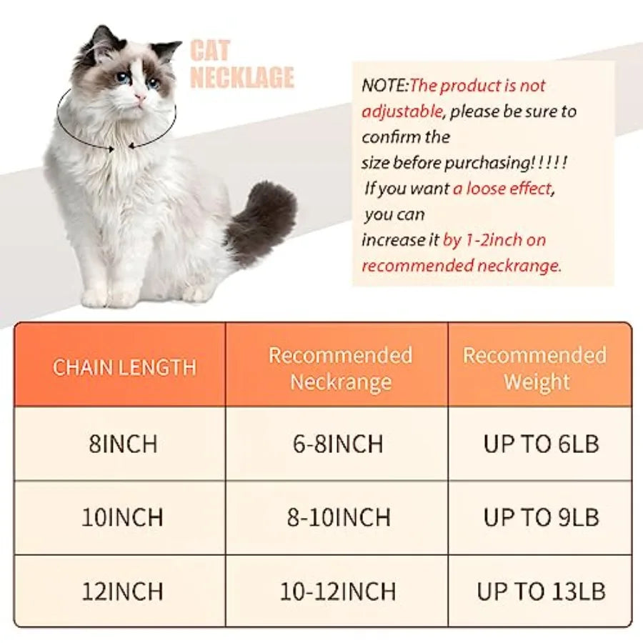 Cat Collar Diamond Chain Glitter Collar Walking Metal with Secure Buckle Cat Pet Necklace with Paw Charm and ID Tag Bell Link C