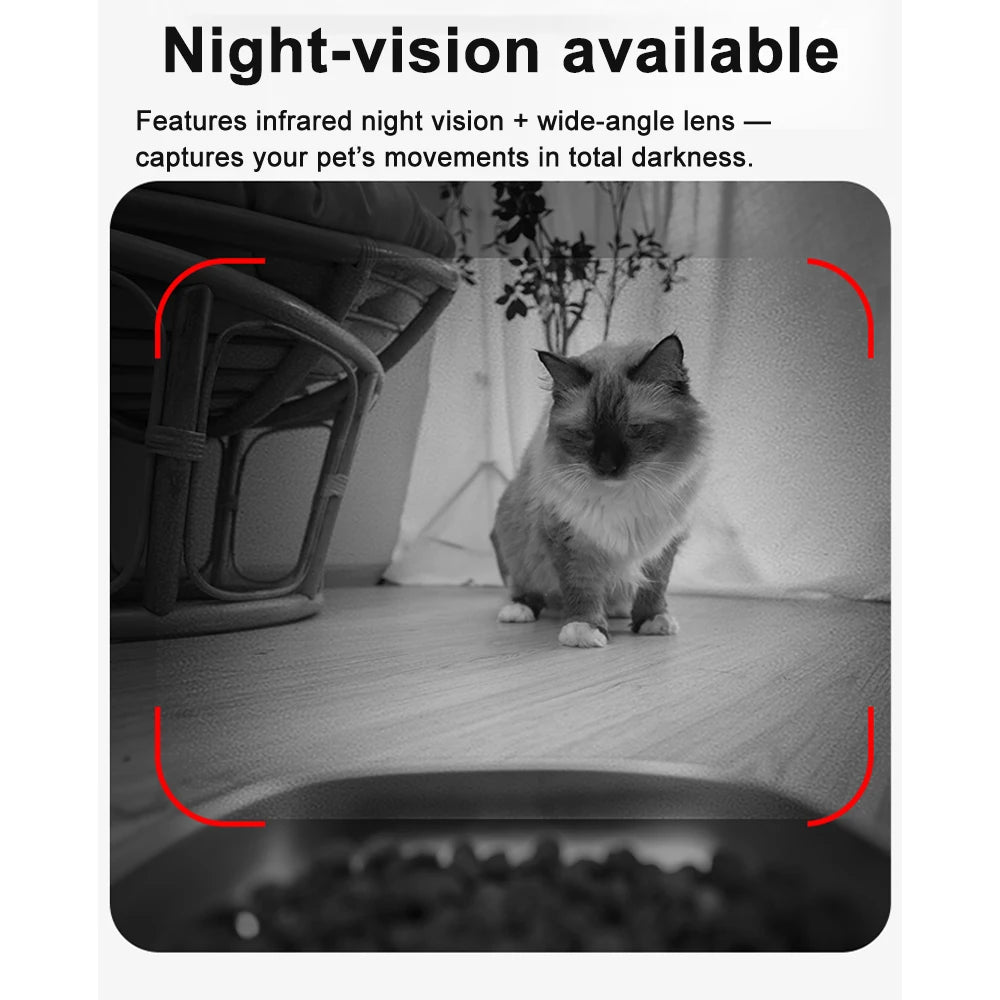 Nityers 4L Automatic Cat Feeder With HD Camera Video 2.4G WiFi Night Vision Cat Food Dispenser Smart Tuya APP Pet Auto Feeder