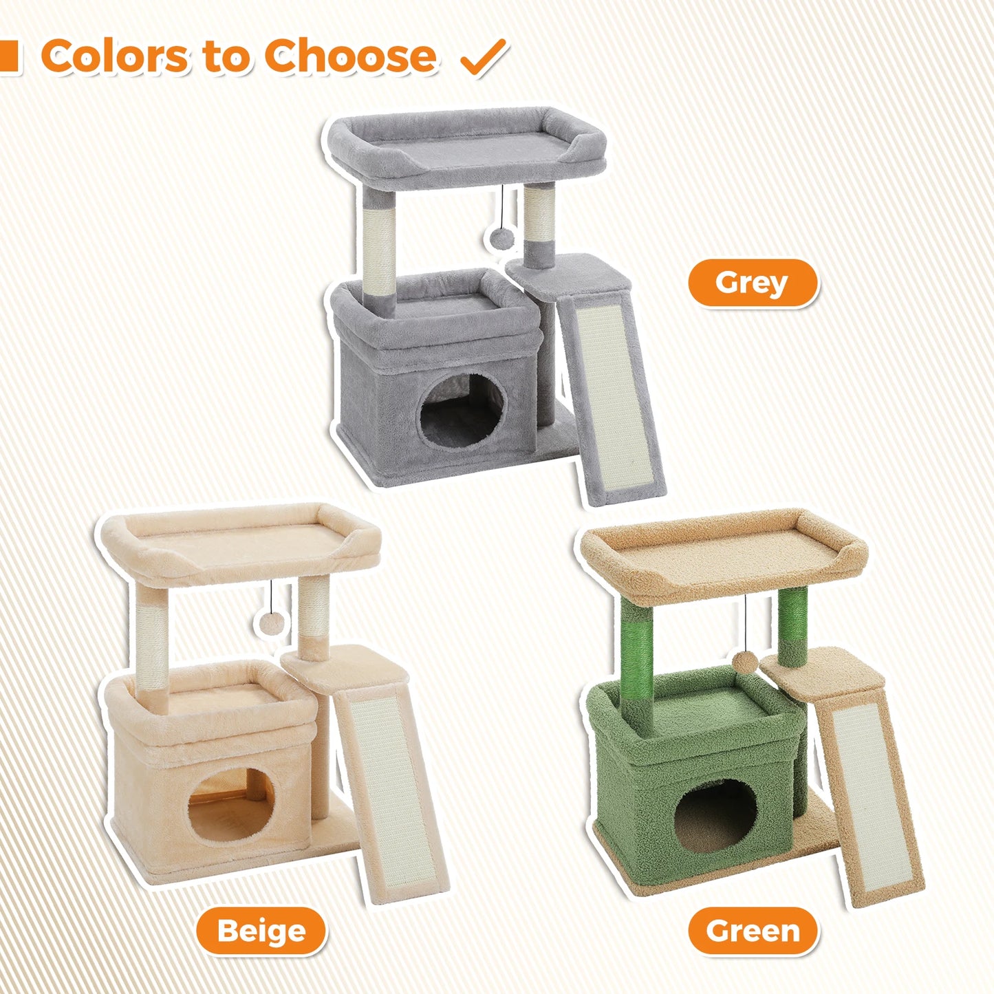Safe and Stable Cat Tree 27Inches Cat Tower with Cozy Top Perch, Private Cat Condo and Sisal Scratching Post&Pad for Indoor Cats