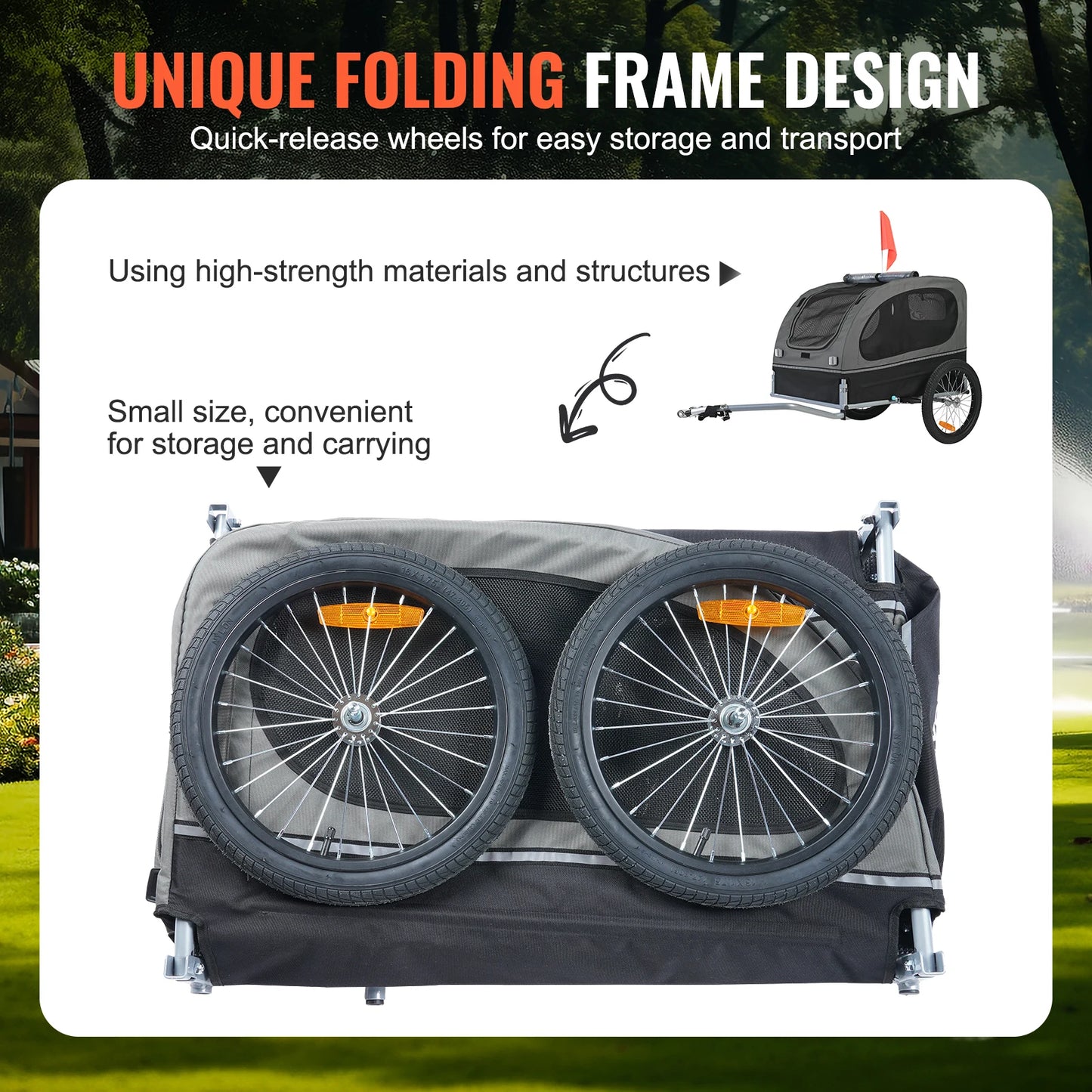SucceBuy 88 lbs Dog Bike Trailer Pet Cart Bicycle Carrier with Wheels Coupler Reflectors Flag Collapsible to Store for Dogs