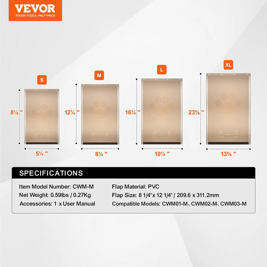 SucceBuy Pet Door Replacement Flap Compatible Flap Pet Doors Magnetic Strip Weather-proof Thickened PVC Replacement Flap