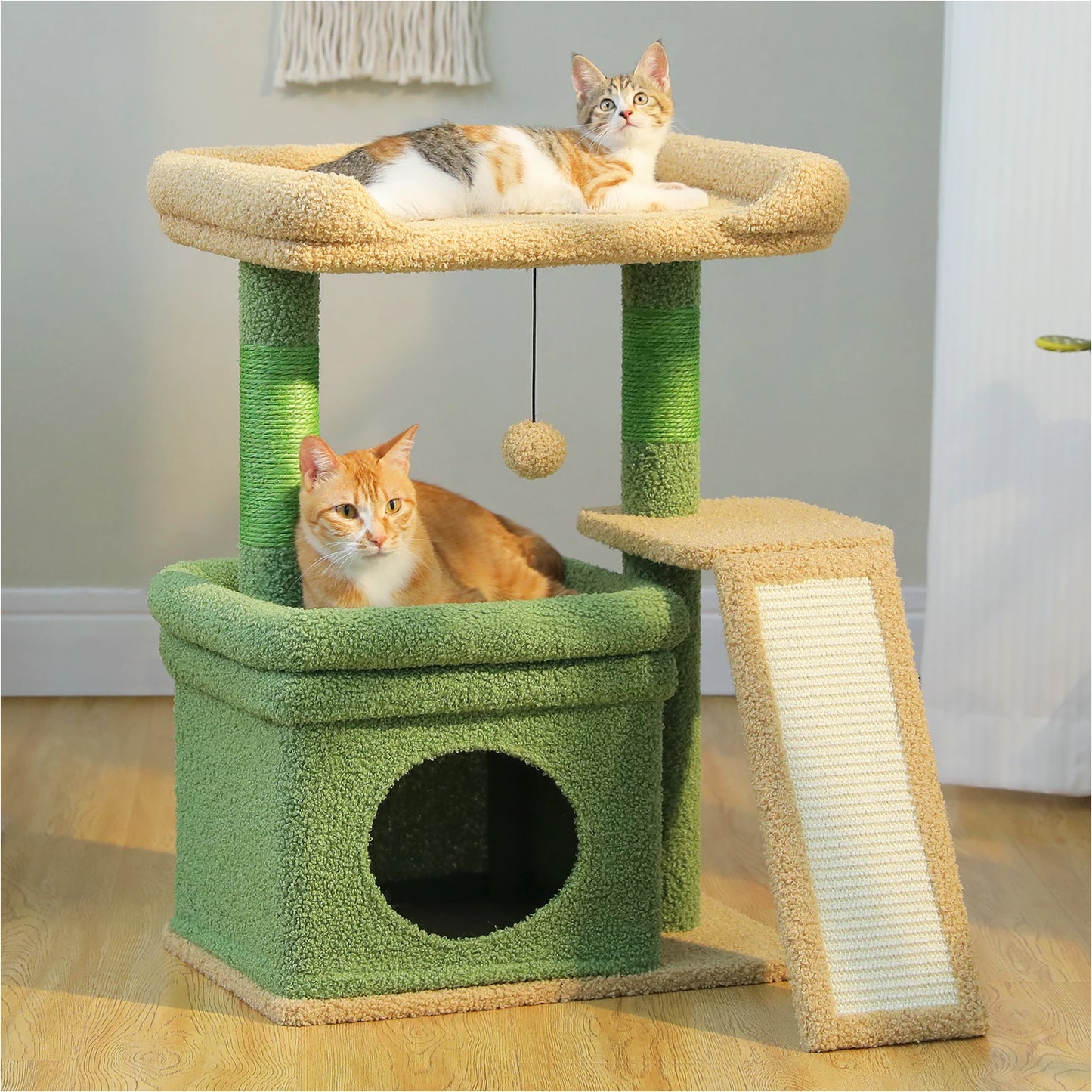 Safe and Stable Cat Tree 27Inches Cat Tower with Cozy Top Perch, Private Cat Condo and Sisal Scratching Post&Pad for Indoor Cats