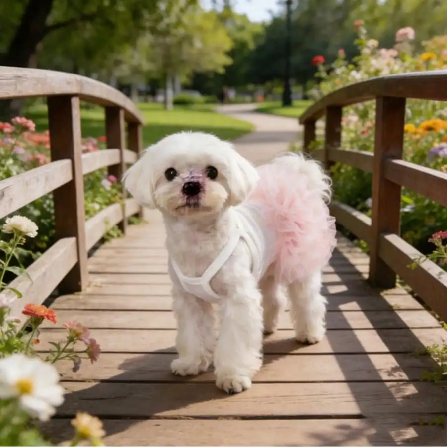 1pc Elegant Ballet Tulle Dress Pet Dog Clothes, Princess Dress Sleeveless Romantic Party Outfit, Suitable For Small Dogs, Cats, Cool Spring/Summer