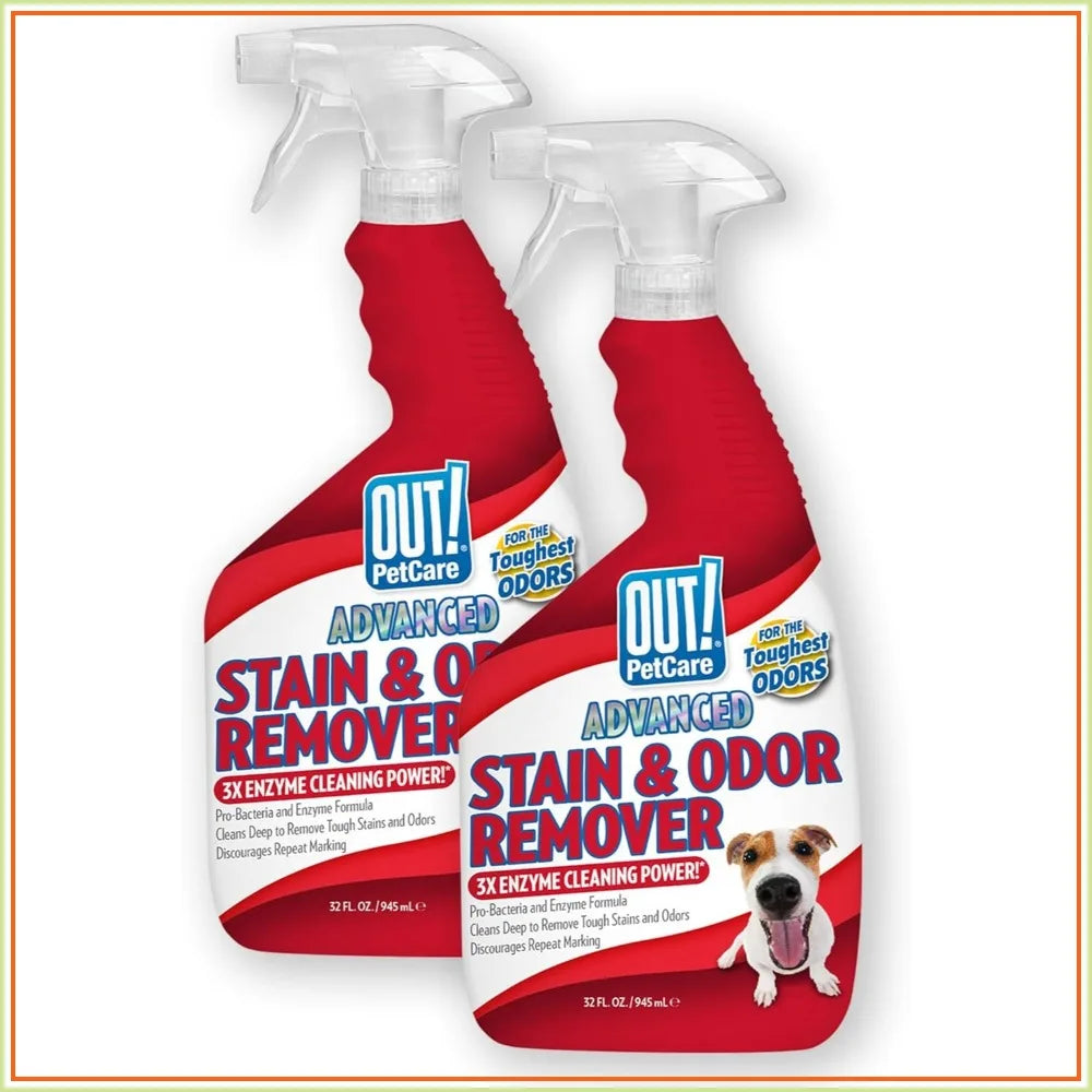 Pet Odor & Stain Remover Spray, Carpet & Floor Cleaner, Deodorizer for Dogs & Cats, 32 fl oz (2 Pack)