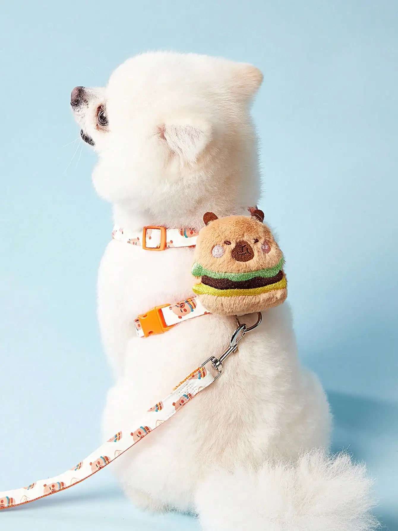 PETSIN Cute Pink Strawberry & Bear Pattern Printed Pet Dog Cat Harness & Leash Set, Suitable For Dogs And Cats