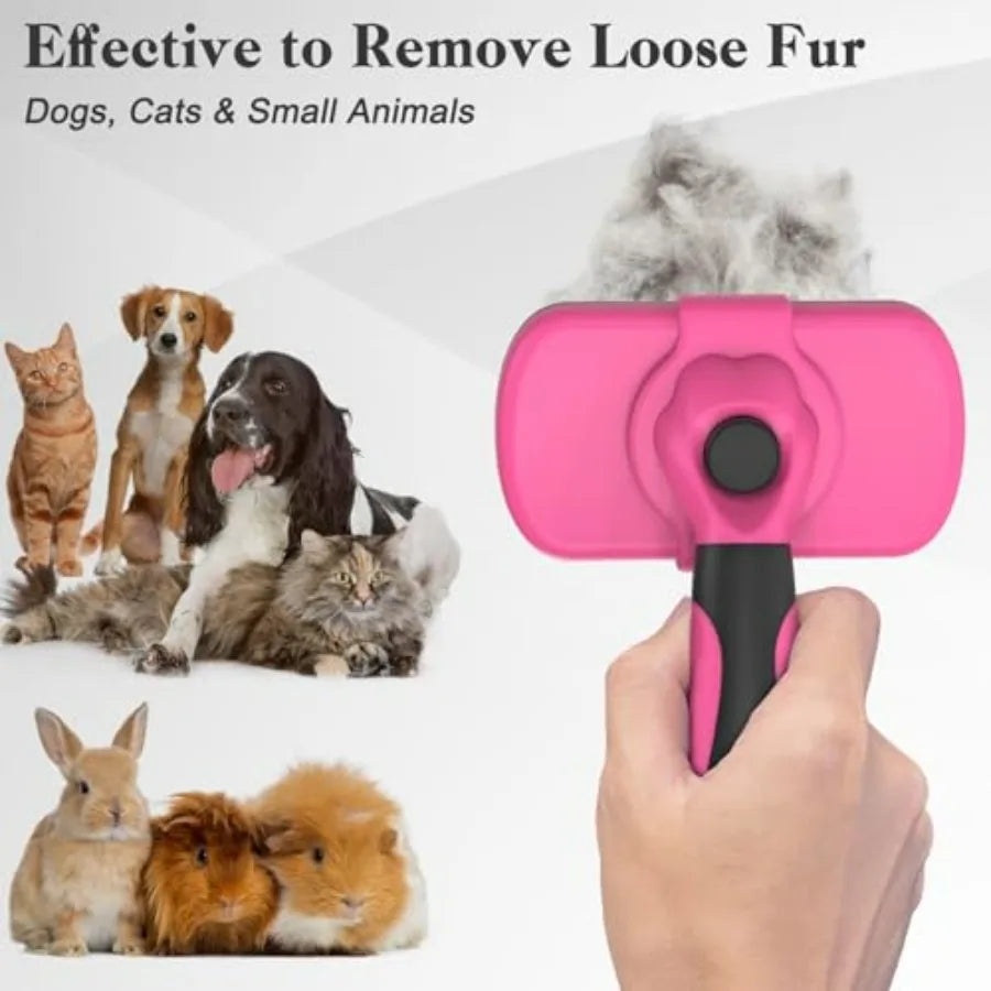 Self Cleaning Slicker Brush for Dogs and Cats - Skin Friendly Grooming, Deshedding, Hair Removal for Puppies and Long/Short Hai