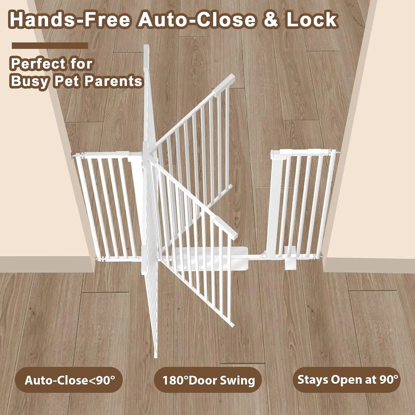 41" Extra Tall Baby Gate for Large Dogs, 30-40.9" Wide, Pressure Mounted, No Tools Needed, White