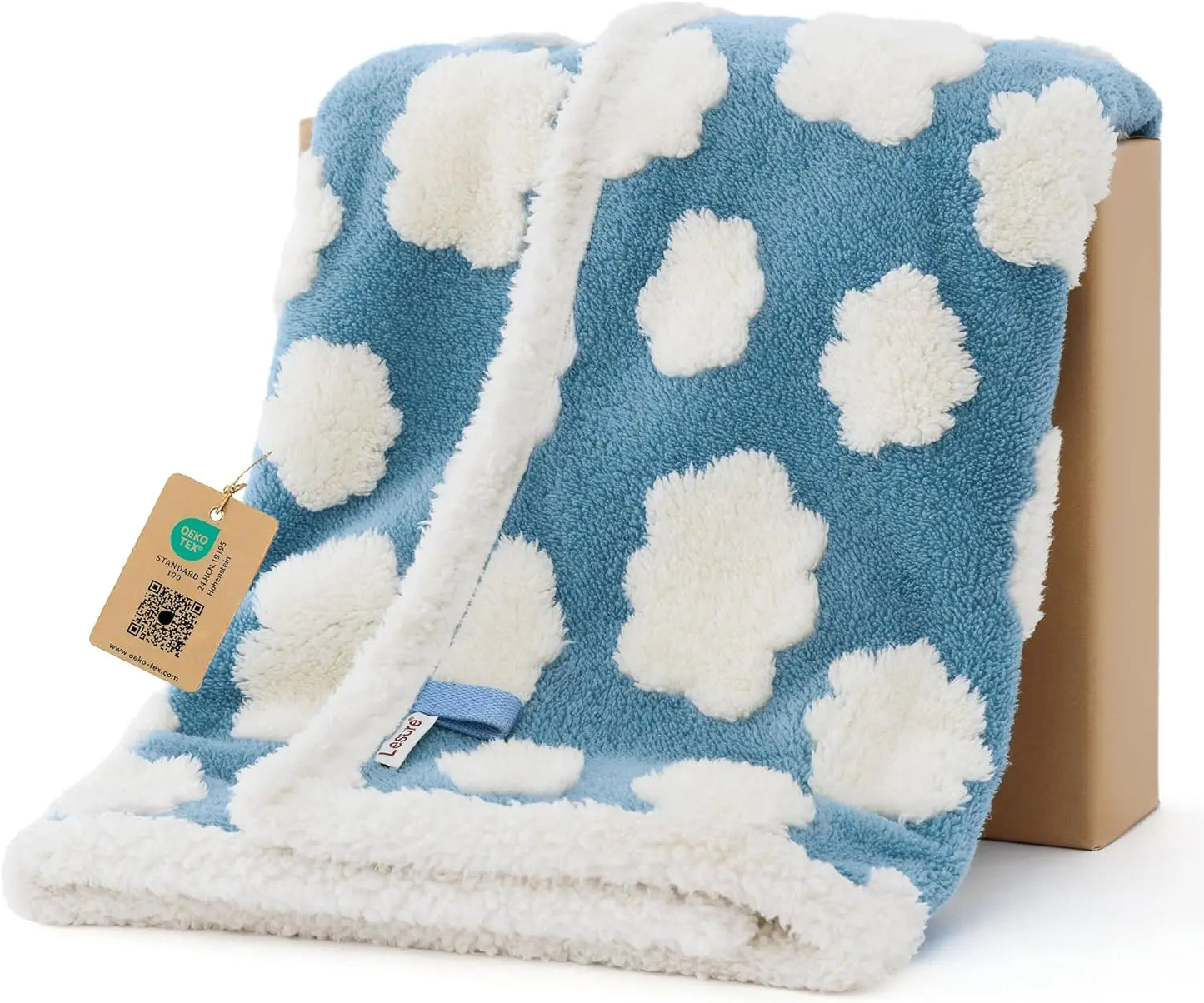 Waterproof Puppy Blanket for Small Dogs - Washable Double Sided Pet Blanket with Sherpa & Shag, Blue