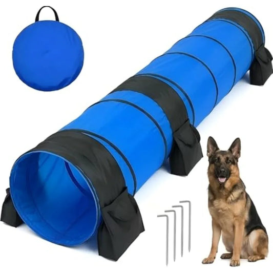 28in Dog Tunnel for Large Dogs, 10ft Heavy Duty Dog Agility Training Equipment with 3 Sandbags 4 Stakes, Portable Pop Up Pet Pl