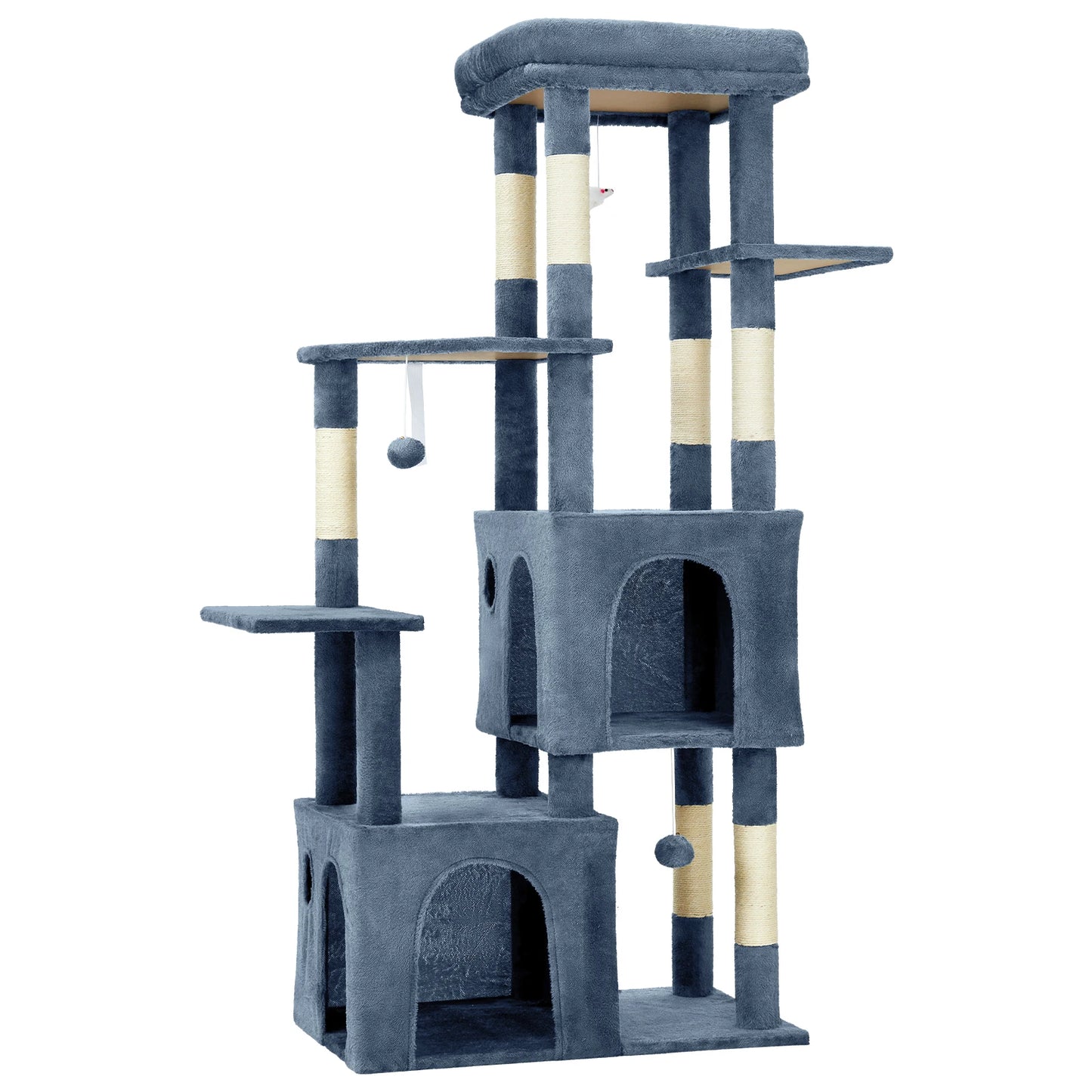 Multi-Level Cat Tree Tower for Large Indoor Cat & Maine Coons Cat Furniture with Perch/2 Condos/Sisal Scratching Posts/Play Toys