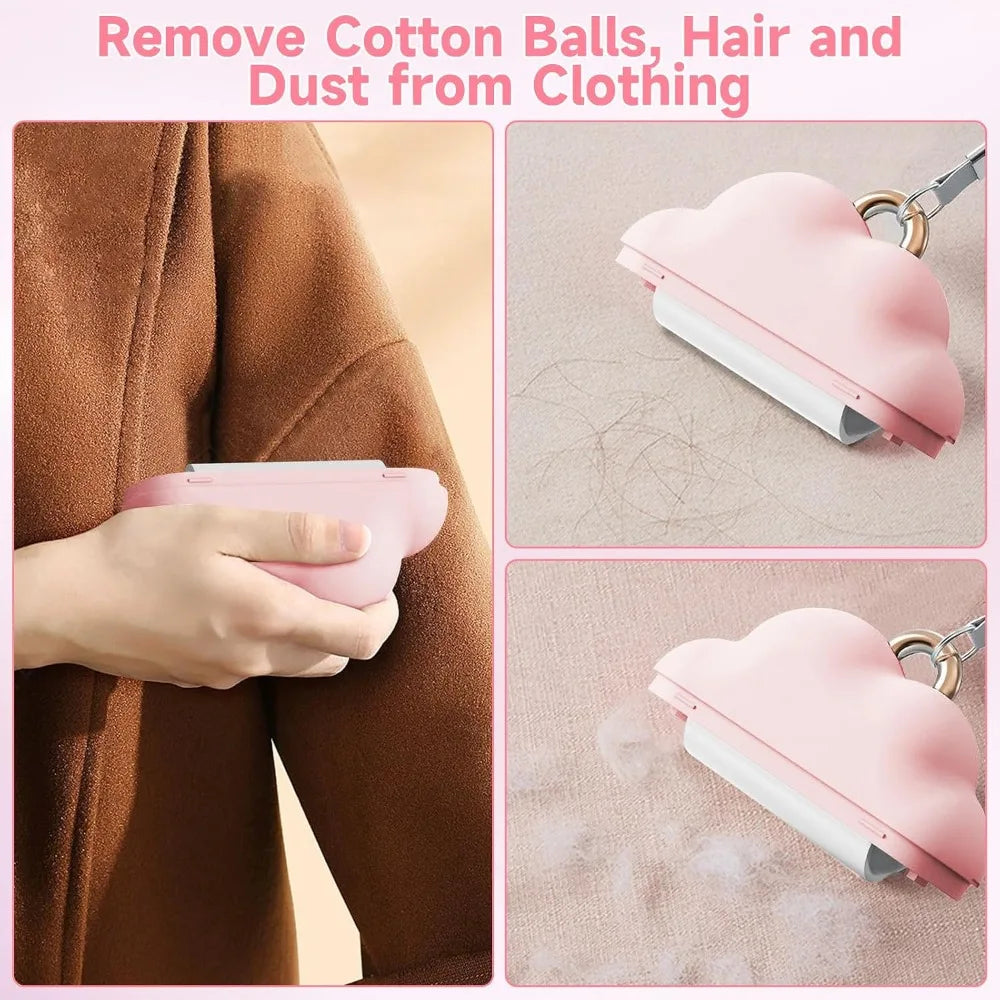 Mini Reusable Lint Roller, Travel Lint Brush with 1 Washable Core & 150 Sheets, Removes Pet Hair & Lint from Clothes, Pink