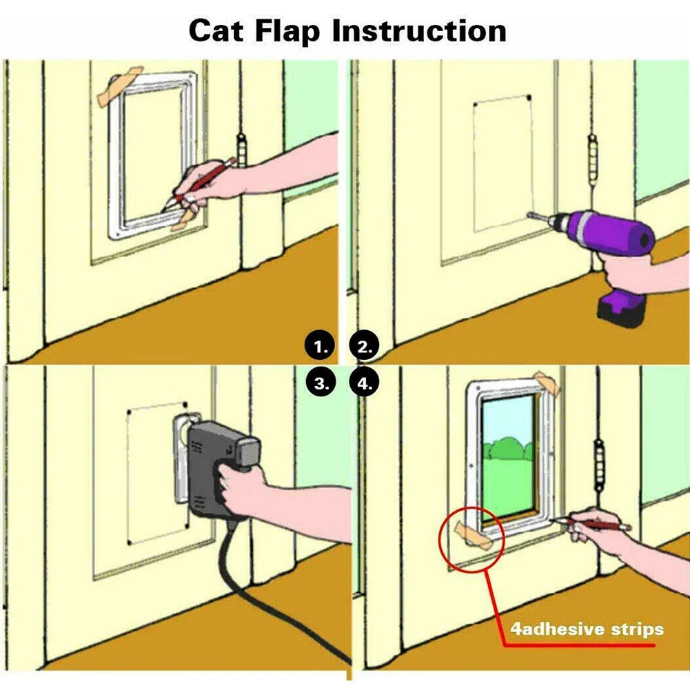 Puppy Kitten Safety In&out Pet Door with 4 Way Security Lock Dog Cat Flap Door Cat Puppy Safety Gate Pet Doors and Sliding Door