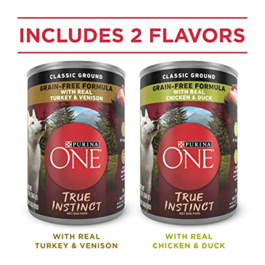 Natural Grain Free Wet Dog Food Variety Pack, True Instinct Classic Ground - 13 Ounce Pack of 6