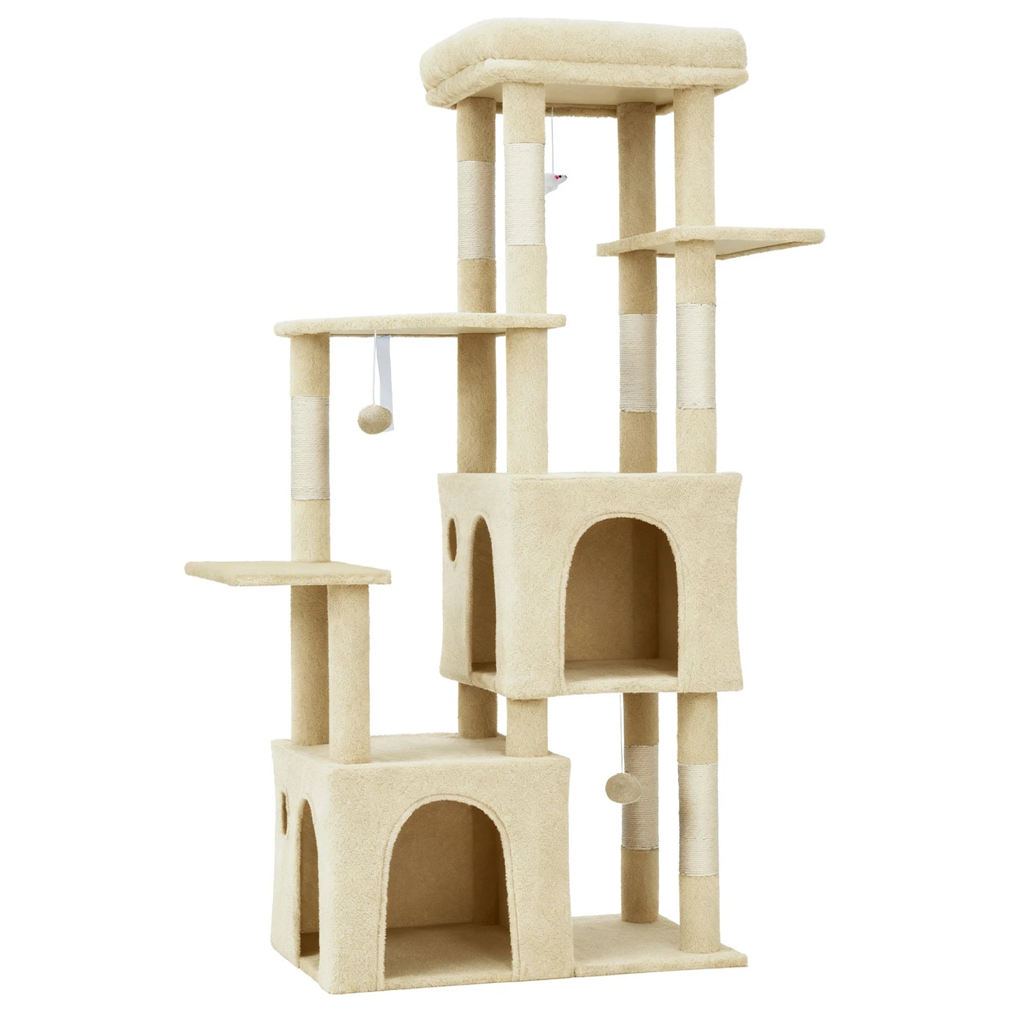 Multi-Level Cat Tree Tower for Large Indoor Cat & Maine Coons Cat Furniture with Perch/2 Condos/Sisal Scratching Posts/Play Toys