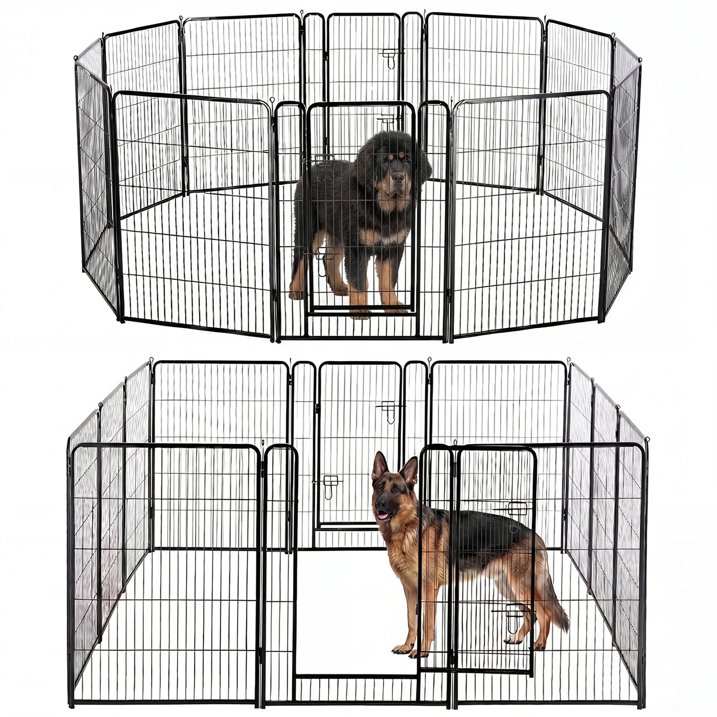 JHK Metal 12 Panels Dog Playpen Pet Fence 24 Inch to 40 Inch Foldable Large Dog Puppy Exercise for Yard Gate Camping Outdoor