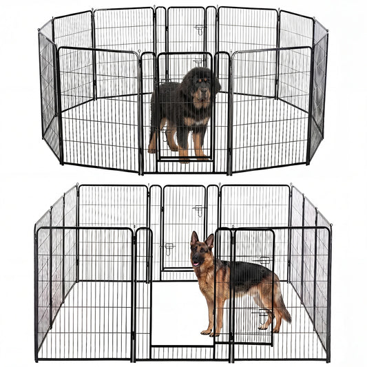 JHK Metal 12 Panels Dog Playpen Pet Fence 24 Inch to 40 Inch Foldable Large Dog Puppy Exercise for Yard Gate Camping Outdoor