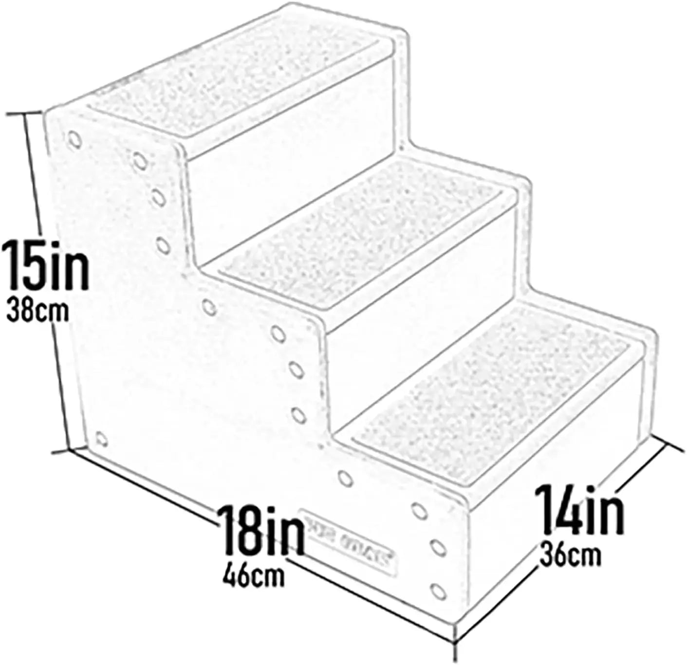 3-Step Pet Stairs for Small Dogs & Cats, Lightweight, No Tools, 13 Colors, Cream, 50 lbs Capacity
