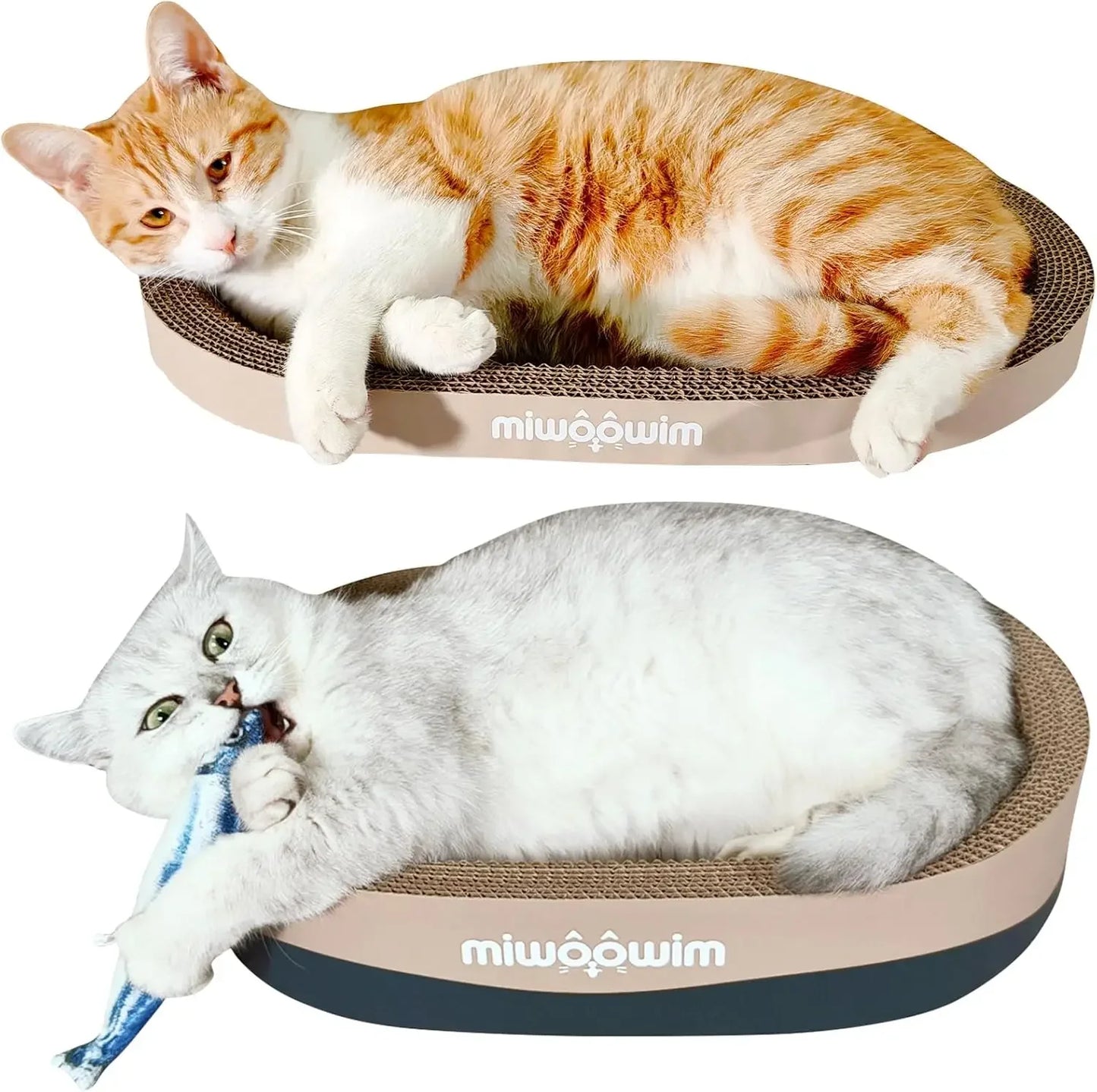 3PCS Cat Scratcher Cardboard, Oval Cat Scratch Pad Bowl Nest for Indoor Cats, Round Cat Scratching Board Corrugated Lounge Bed, Furniture Protector for Couch
