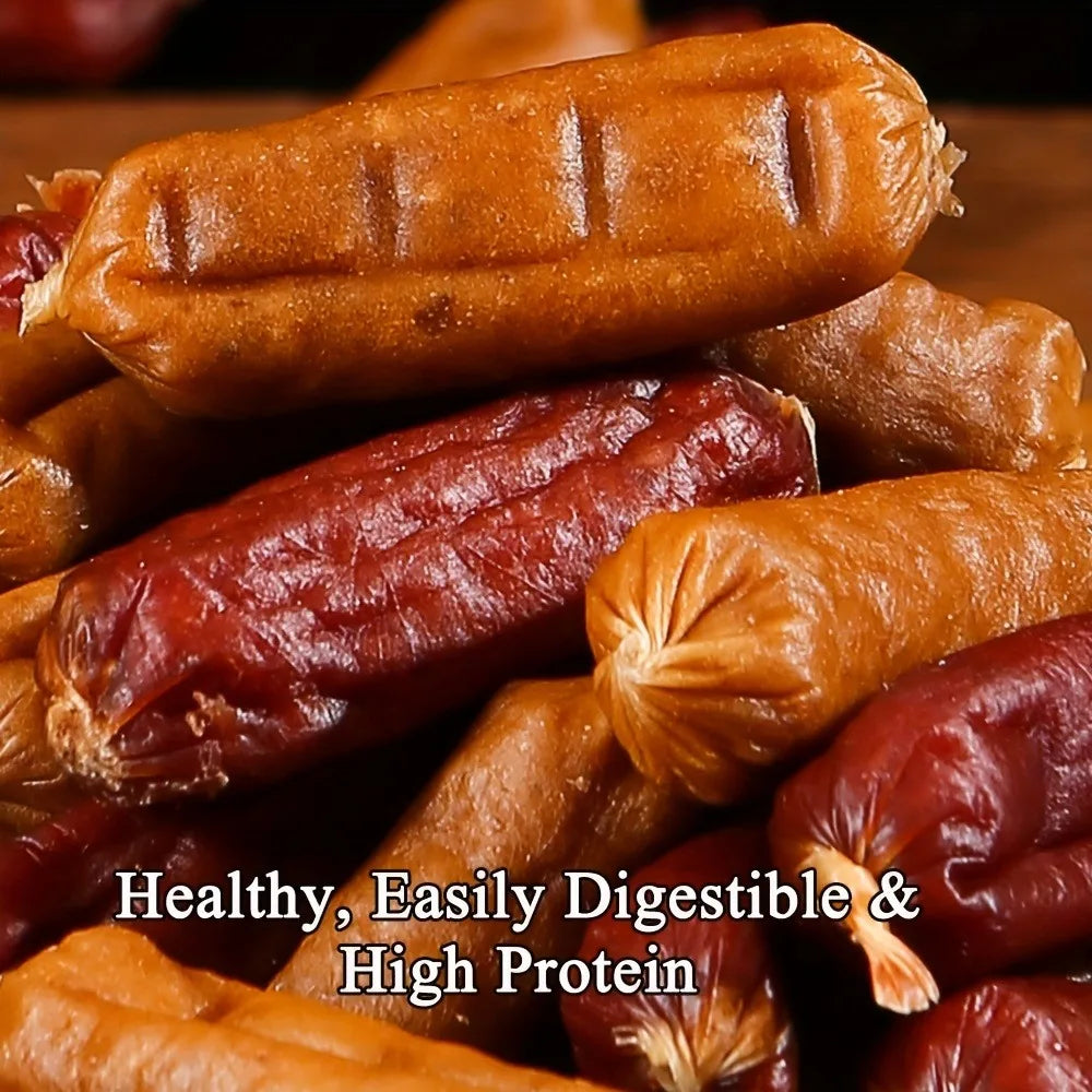 Duck And Chicken Sausages for Dogs - Treats Suitable for Small, Medium, And Large Breeds - Crafted from Fresh Meat And Nutritious, High-Protein Ingredients, Ideal for Positive Reinforcement Training