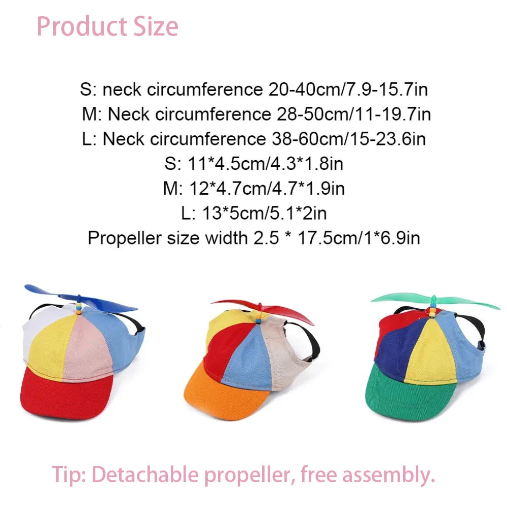 Propeller Halloween Costume Accessory For Cats Dogs Cute Funny Colorful Pets Rainbow Helicopter Hat Baseball Cap
