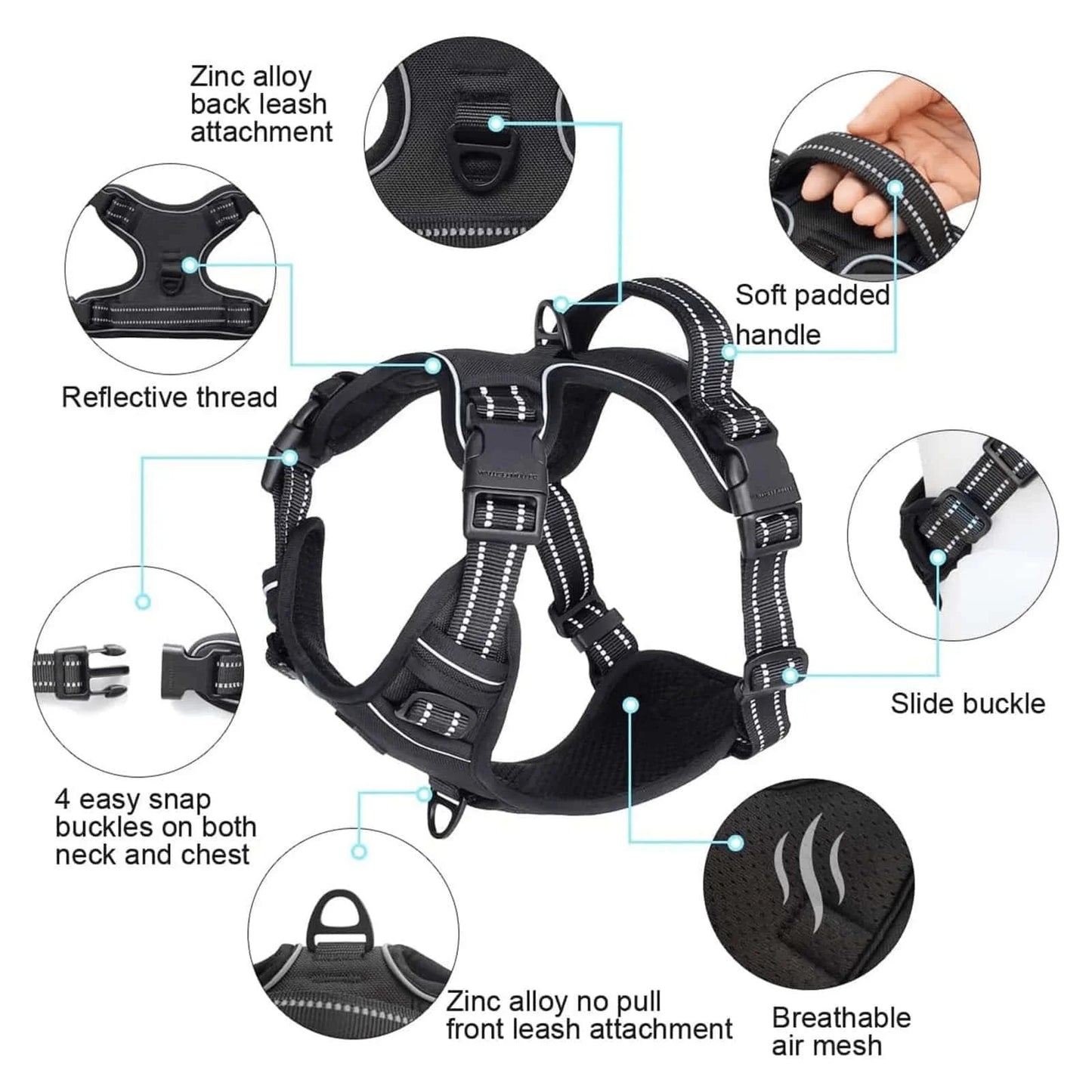 Dog Harness, No-Pull Pet Harness With 2 Leash Clips, Adjustable Soft Padded Dog Vest, Reflective No-Choke Pet Oxford Vest With Easy Control Handle For Large Dogs-The Vest And Rope Are Not A Set Set And Need To Be Purchased Se