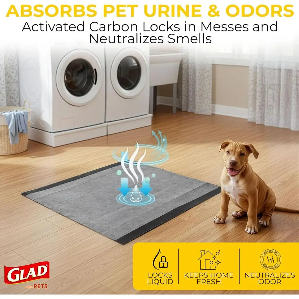 Black Charcoal Puppy Pads 23x23 Inch 6-Layer Leak-Resistant Carbon Odor Control Pheromone Attractant 14 Count