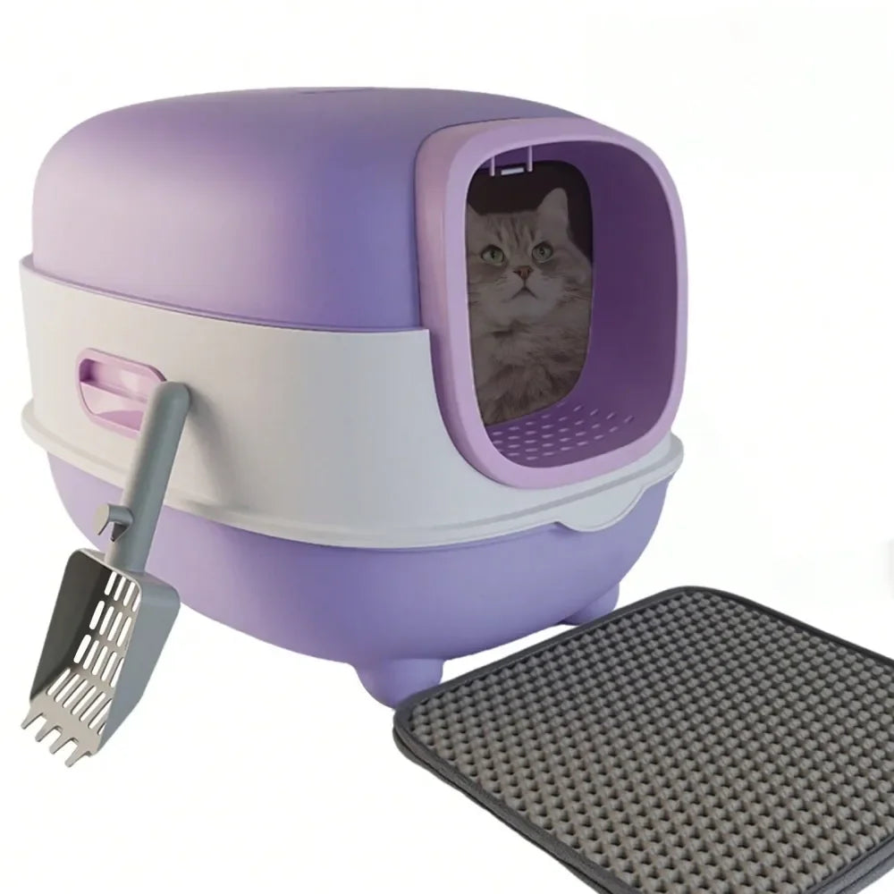 Cat Litter Box Litter Box Cat AccessoriesLarge Fully Enclosed Cat Litter Box, Flip Cover Design OdorProof And SplashProof