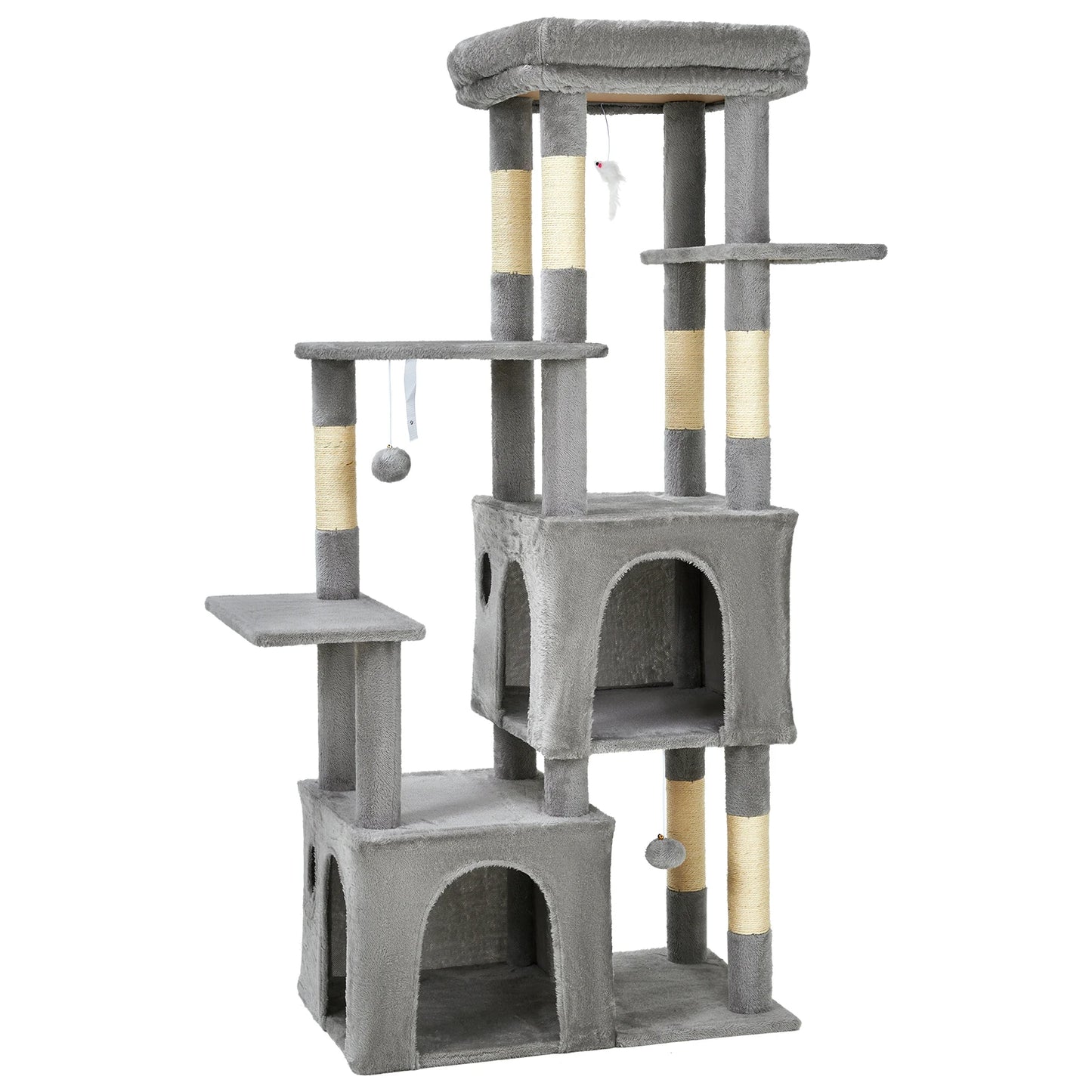 Multi-Level Cat Tree Tower for Large Indoor Cat & Maine Coons Cat Furniture with Perch/2 Condos/Sisal Scratching Posts/Play Toys