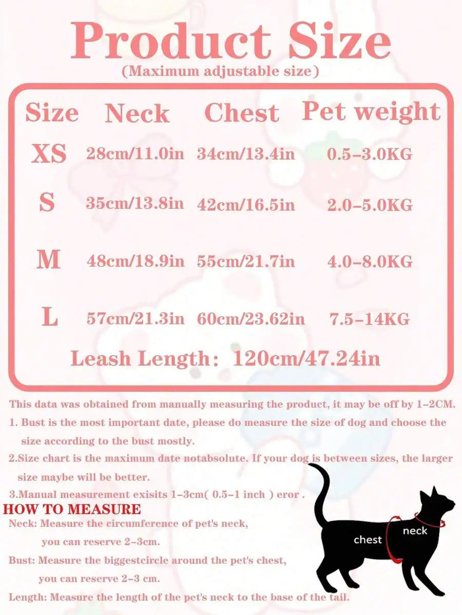 Cute Floral Design Cat Harness With Leash, Comfortable & Lightweight, Escape-Proof Pet Harness Set