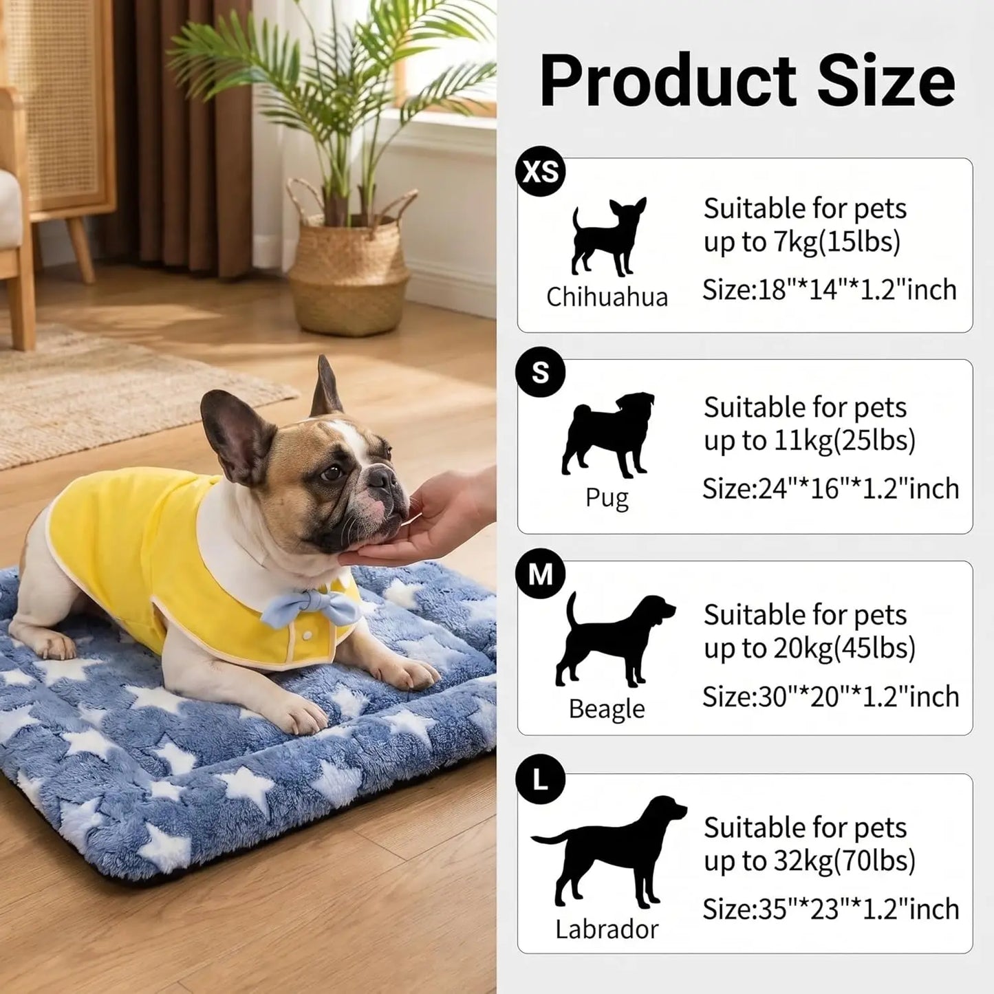 Cat & Dog Bed Mat - Reversible Dog Crate Bed Mats, Soft & Breathable Kennel Pad, Durable Crate Bed for Extra Small Dogs & Cats