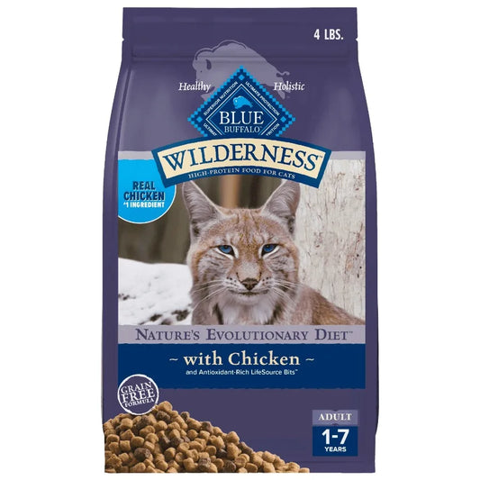 Wilderness Natural High-Protein, Grain-Free Dry Cat Food, Chicken, 4-lb Bag