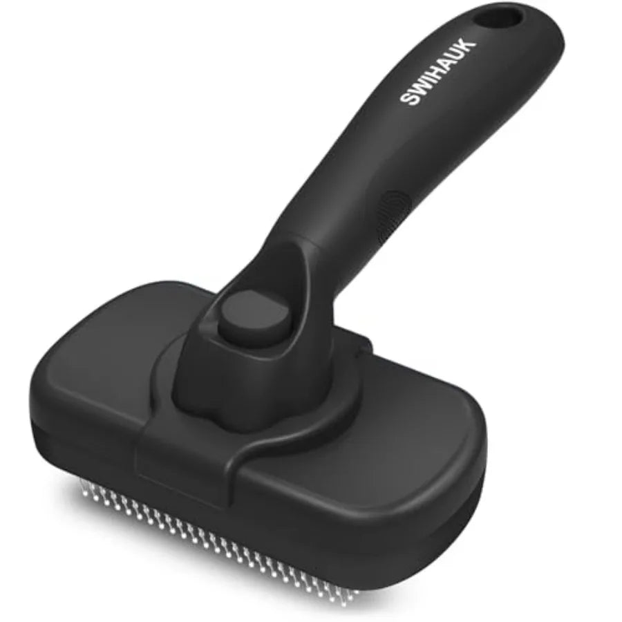 Self Cleaning Slicker Brush for Dogs and Cats - Skin Friendly Grooming, Deshedding, Hair Removal for Puppies and Long/Short Hai
