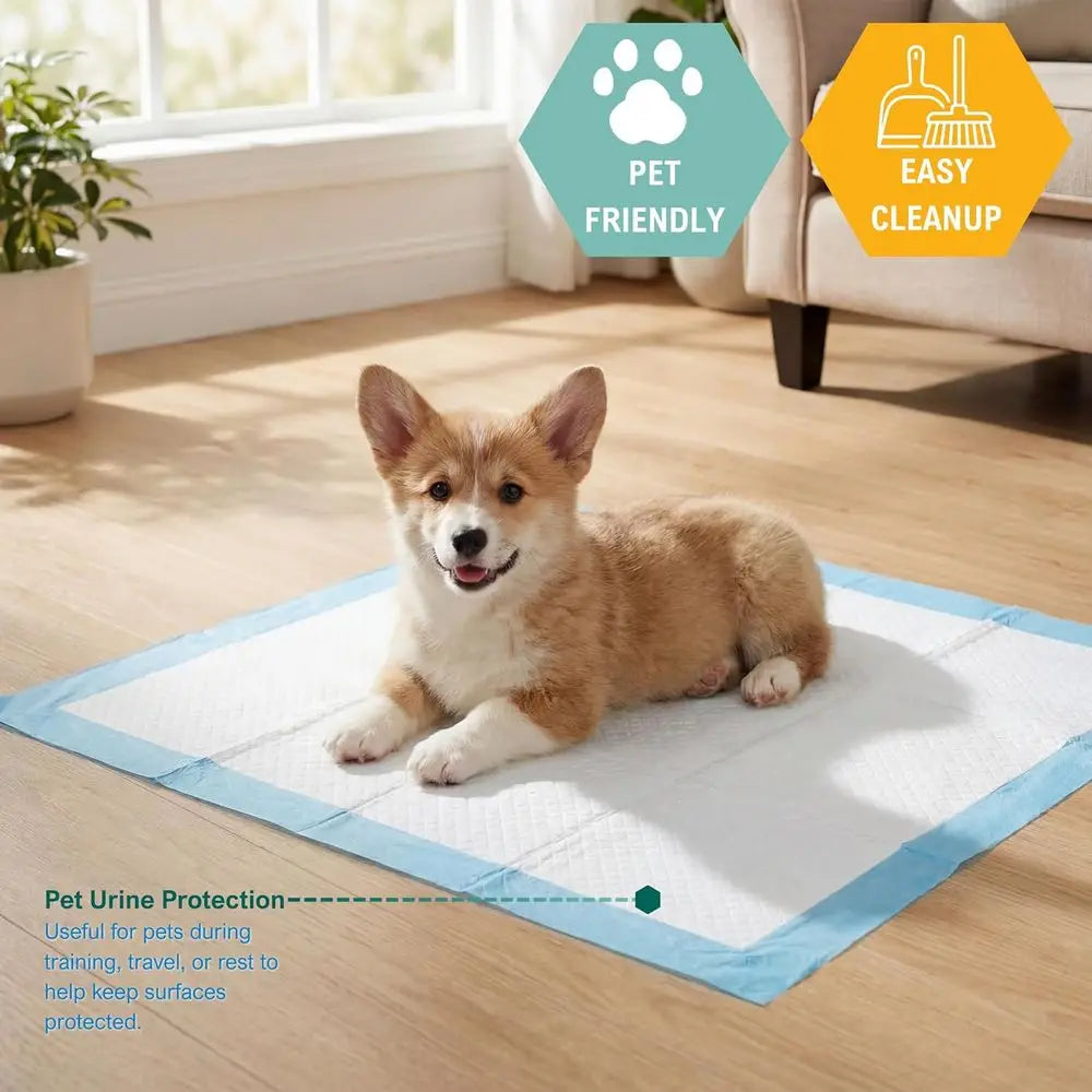 Disposable Underpads 17'' x 24'' (100-Count) Incontinence Pads, Bed Covers, Puppy Training | Thick, Super Absorbent Protection f